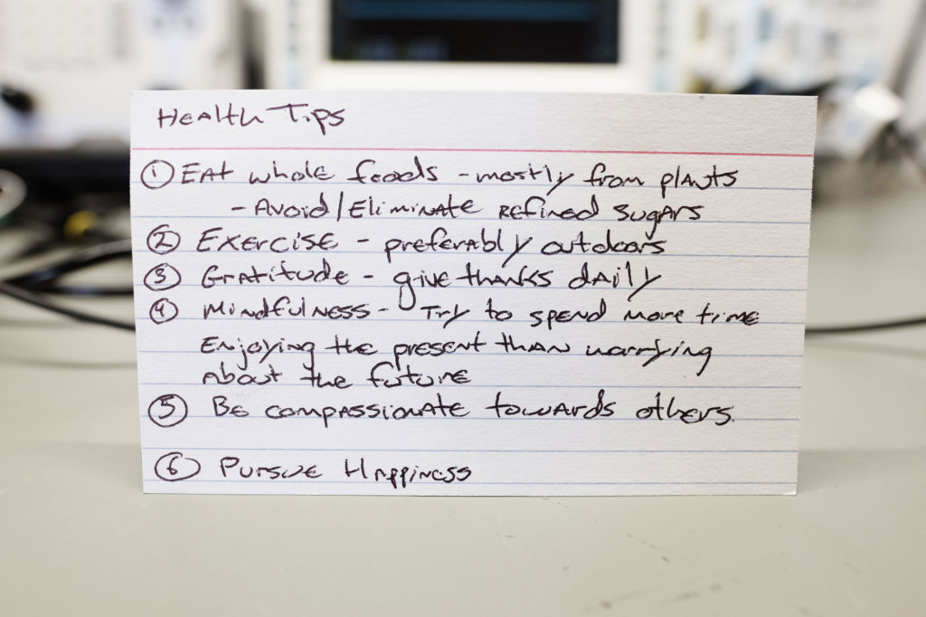 Simple Health Tips on an Index Card